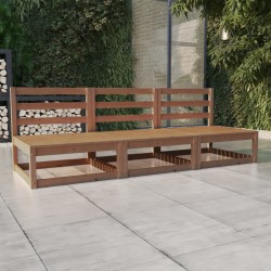 vidaXL 3-Sitzer-Gartensofa Honigbraun Massivholz Kiefer