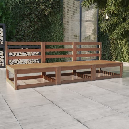 vidaXL 3-Sitzer-Gartensofa Honigbraun Massivholz Kiefer