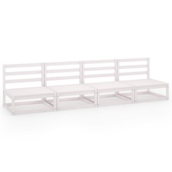 vidaXL 4-Sitzer-Gartensofa Weiß Kiefer Massivholz