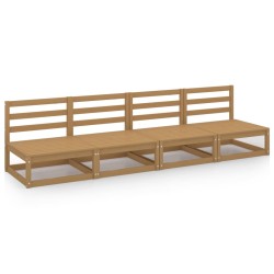 vidaXL 4-Sitzer-Gartensofa Honigbraun Massivholz Kiefer