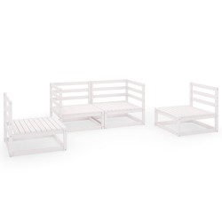 vidaXL 4-tlg. Garten-Lounge-Set Weiß Kiefer Massivholz