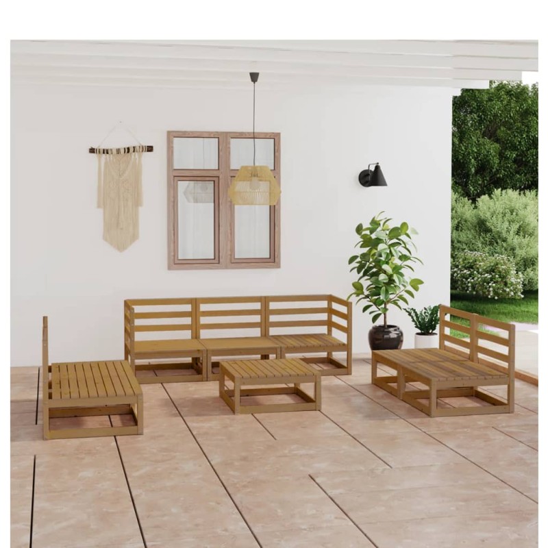 vidaXL 8-tlg. Garten-Lounge-Set Honigbraun Massivholz Kiefer vidaXL 8-tlg. Garten-Lounge-Set Honigbraun Massivholz Kiefer