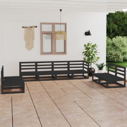 vidaXL 8-tlg. Garten-Lounge-Set Schwarz Massivholz Kiefer 