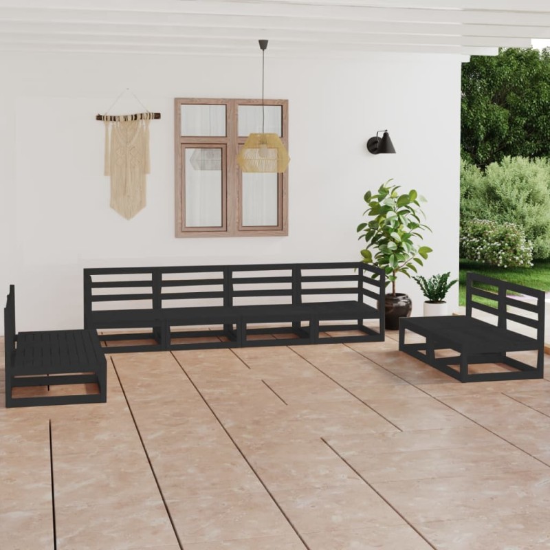 vidaXL 8-tlg. Garten-Lounge-Set Schwarz Massivholz Kiefer vidaXL 8-tlg. Garten-Lounge-Set Schwarz Massivholz Kiefer