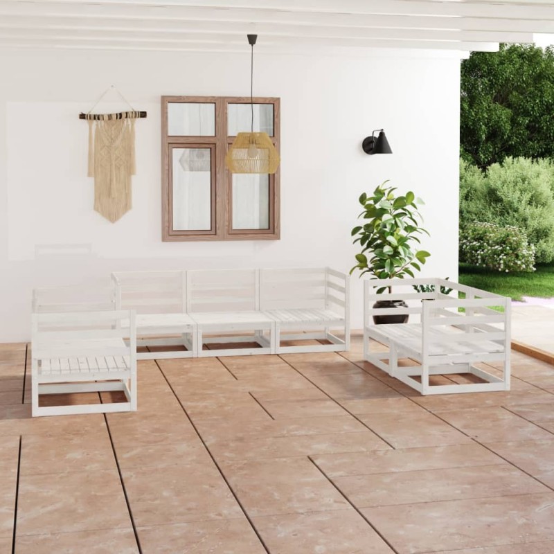 vidaXL 7-tlg. Garten-Lounge-Set Weiß Kiefer Massivholz vidaXL 7-tlg. Garten-Lounge-Set Weiß Kiefer Massivholz