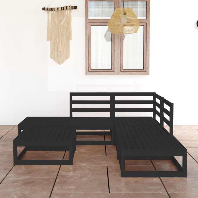 vidaXL 6-tlg. Garten-Lounge-Set Schwarz Massivholz Kiefer vidaXL 6-tlg. Garten-Lounge-Set Schwarz Massivholz Kiefer