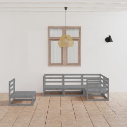 vidaXL 5-tlg. Garten-Lounge-Set Grau Kiefer Massivholz 