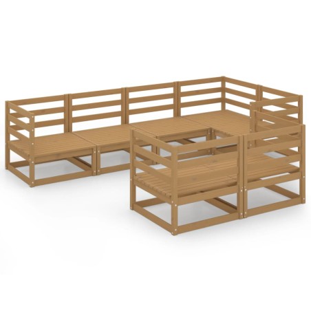 vidaXL 7-tlg. Garten-Lounge-Set Honigbraun Massivholz Kiefer 