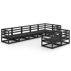 vidaXL 8-tlg. Garten-Lounge-Set Schwarz Massivholz Kiefer 