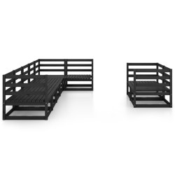 vidaXL 8-tlg. Garten-Lounge-Set Schwarz Massivholz Kiefer 