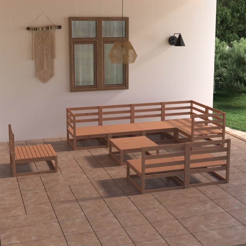vidaXL 9-tlg. Garten-Lounge-Set Honigbraun Massivholz Kiefer vidaXL 9-tlg. Garten-Lounge-Set Honigbraun Massivholz Kiefer