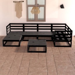 vidaXL 7-tlg. Garten-Lounge-Set Schwarz Massivholz Kiefer