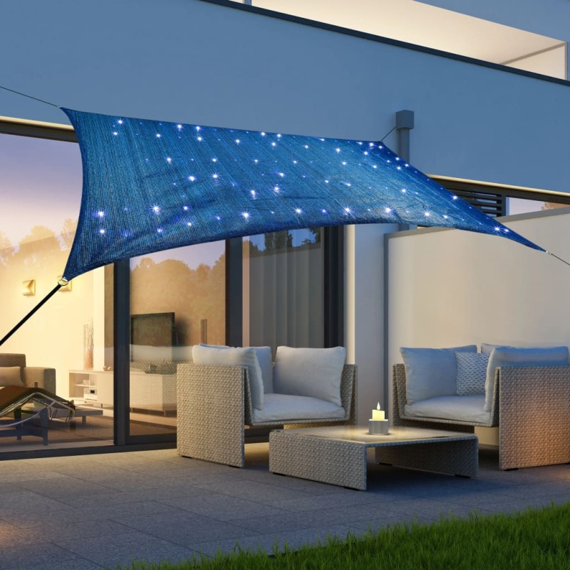 HI Sonnensegel mit 100 LED Hellblau 2x3 m HI Sonnensegel mit 100 LED Hellblau 2x3 m