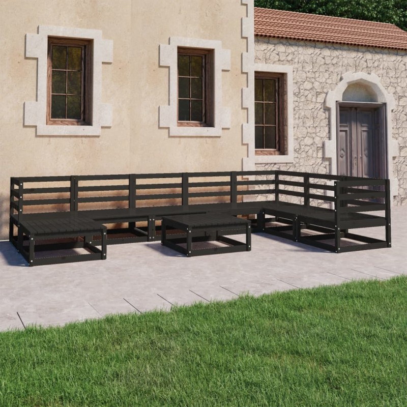 vidaXL 9-tlg. Garten-Lounge-Set Schwarz Massivholz Kiefer vidaXL 9-tlg. Garten-Lounge-Set Schwarz Massivholz Kiefer