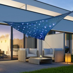 HI Sonnensegel mit 100 LED Hellblau 3,6x3,6x3,6 m