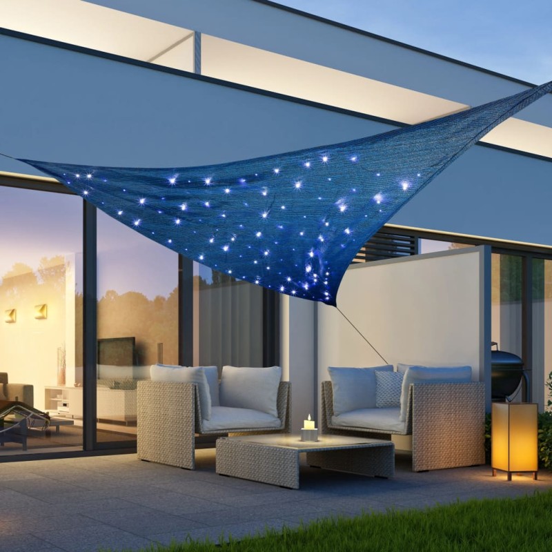 HI Sonnensegel mit 100 LED Hellblau 3,6x3,6x3,6 m HI Sonnensegel mit 100 LED Hellblau 3,6x3,6x3,6 m