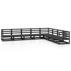 vidaXL 8-tlg. Garten-Lounge-Set Schwarz Massivholz Kiefer