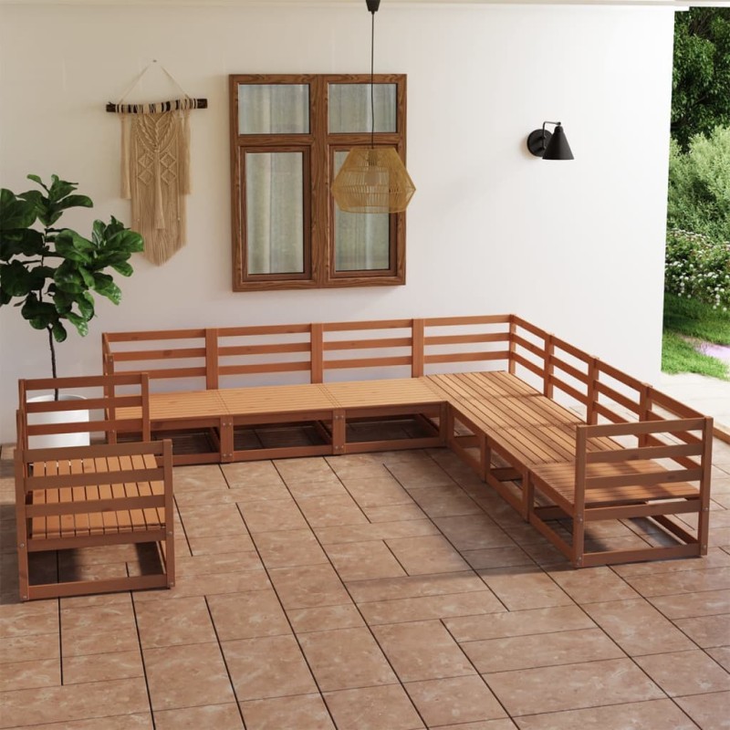 vidaXL 9-tlg. Garten-Lounge-Set Honigbraun Massivholz Kiefer vidaXL 9-tlg. Garten-Lounge-Set Honigbraun Massivholz Kiefer