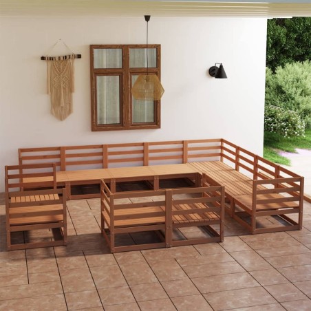 vidaXL 12-tlg. Garten-Lounge-Set Honigbraun Massivholz Kiefer