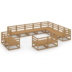 vidaXL 12-tlg. Garten-Lounge-Set Honigbraun Massivholz Kiefer