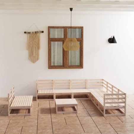 vidaXL 10-tlg. Garten-Lounge-Set Massivholz Kiefer
