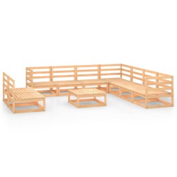 vidaXL 10-tlg. Garten-Lounge-Set Massivholz Kiefer