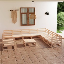 vidaXL 11-tlg. Garten-Lounge-Set Massivholz Kiefer