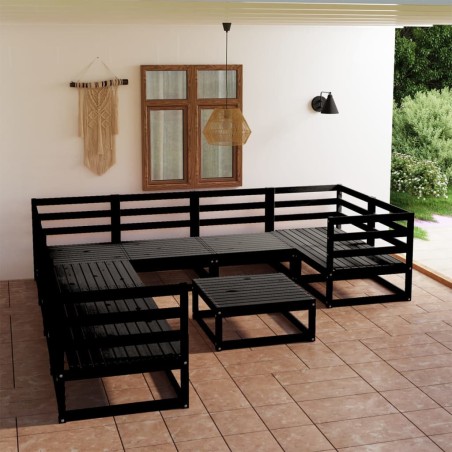 vidaXL 9-tlg. Garten-Lounge-Set Massivholz Kiefer