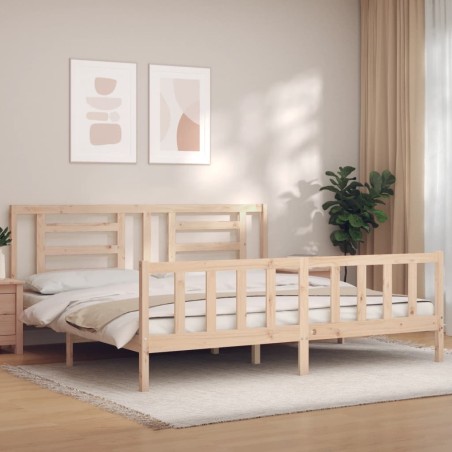 vidaXL Massivholzbett mit Kopfteil