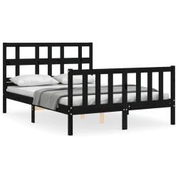 vidaXL Massivholzbett mit Kopfteil Schwarz 120x200 cm