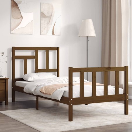 vidaXL Massivholzbett mit Kopfteil Honigbraun 100x200 cm