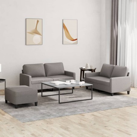 vidaXL 3-tlg. Sofagarnitur mit Kissen Taupe Stoff
