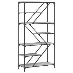 vidaXL Bücherregal Grau Sonoma 91x36x176 cm Holzwerkstoff und Stahl