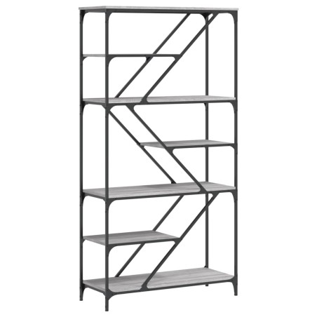 vidaXL Bücherregal Grau Sonoma 91x36x176 cm Holzwerkstoff und Stahl