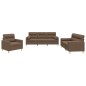 vidaXL 3-tlg. Sofagarnitur mit Kissen Braun Stoff vidaXL 3-tlg. Sofagarnitur mit Kissen Braun Stoff