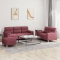 vidaXL 3-tlg. Sofagarnitur mit Kissen Weinrot Stoff vidaXL 3-tlg. Sofagarnitur mit Kissen Weinrot Stoff