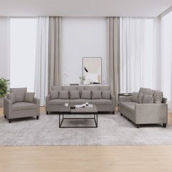 vidaXL 3-tlg. Sofagarnitur mit Kissen Taupe Stoff
