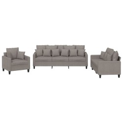 vidaXL 3-tlg. Sofagarnitur mit Kissen Taupe Stoff