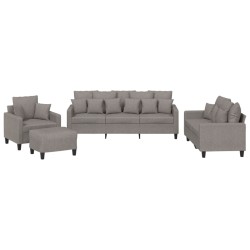 vidaXL 4-tlg. Sofagarnitur mit Kissen Taupe Stoff