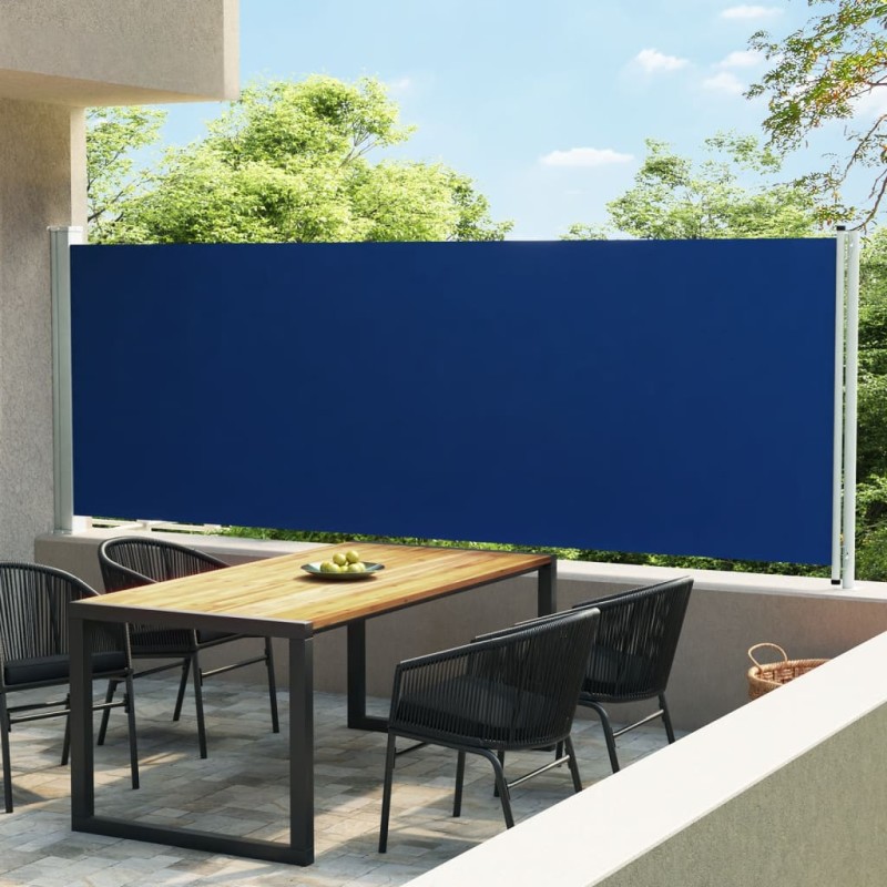 vidaXL Ausziehbare Seitenmarkise 600x160 cm Blau vidaXL Ausziehbare Seitenmarkise 600x160 cm Blau