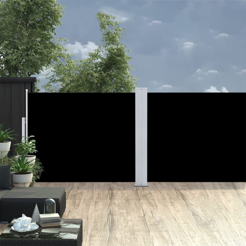 vidaXL Ausziehbare Seitenmarkise Schwarz 140 x 1000 cm vidaXL Ausziehbare Seitenmarkise Schwarz 140 x 1000 cm