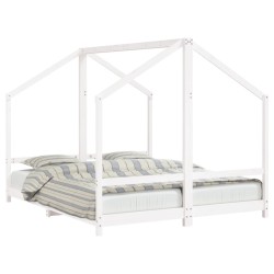 vidaXL Kinderbett Weiß 2x(80x200) cm Massivholz Kiefer