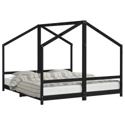 vidaXL Kinderbett Schwarz 2x(90x200) cm Massivholz Kiefer