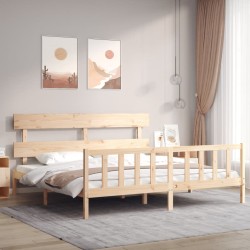 vidaXL Massivholzbett mit Kopfteil 200x200 cm
