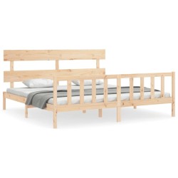 vidaXL Massivholzbett mit Kopfteil 200x200 cm