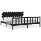 vidaXL Massivholzbett mit Kopfteil Schwarz 200x200 cm vidaXL Massivholzbett mit Kopfteil Schwarz 200x200 cm