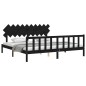 vidaXL Massivholzbett mit Kopfteil Schwarz 200x200 cm vidaXL Massivholzbett mit Kopfteil Schwarz 200x200 cm