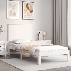 vidaXL Massivholzbett mit Kopfteil Weiß 90x200 cm