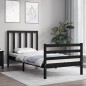 vidaXL Massivholzbett mit Kopfteil Schwarz 90x200 cm vidaXL Massivholzbett mit Kopfteil Schwarz 90x200 cm