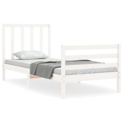 vidaXL Massivholzbett mit Kopfteil Weiß 100x200 cm